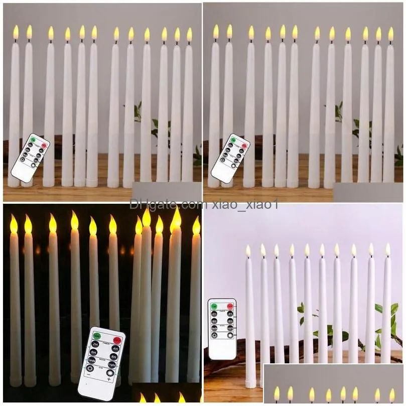 candles 12pcs yellow flickering remote led plastic flameless taper bougie for dinner party decoration drop delivery home garden dhsjp