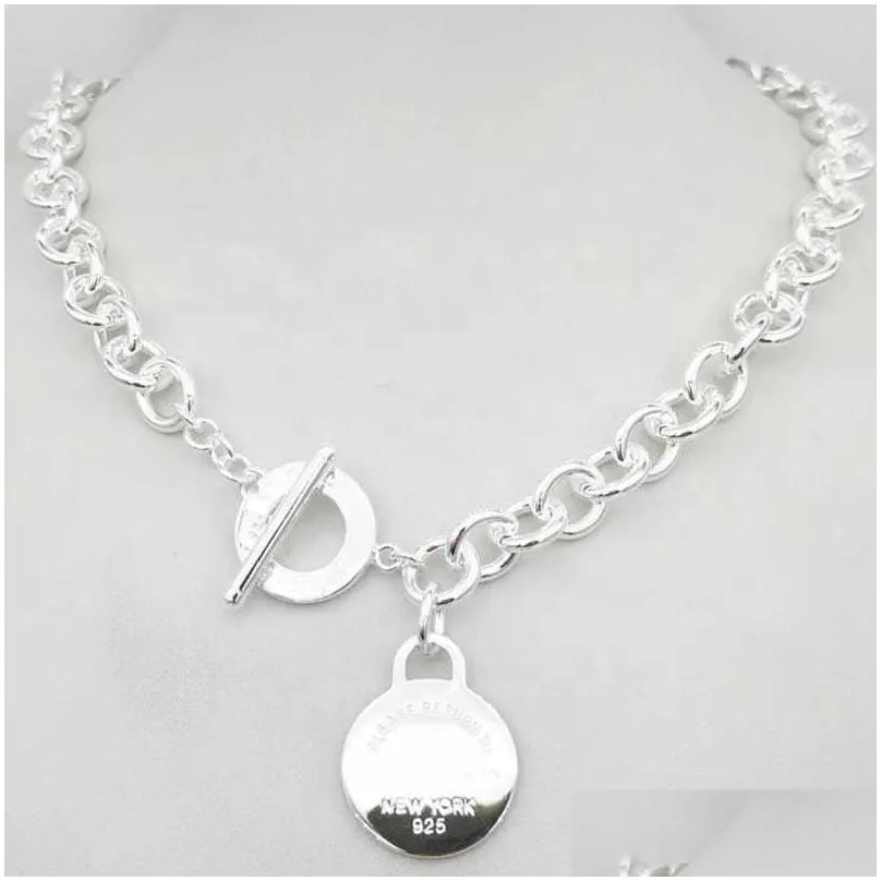 Pendant Necklaces Design Womens Sier Tf Style Necklace Pendant Chain S925 Sterling Key Heart Love Egg Brand Charm Nec Drop Delivery Je Dhf4Y