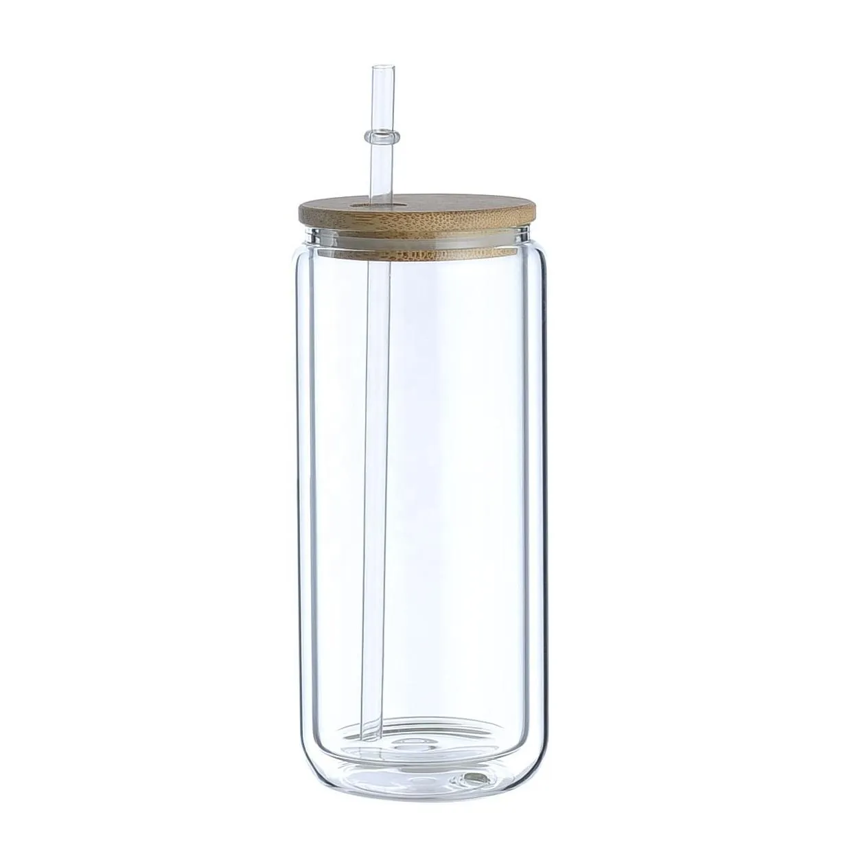 16oz sublimation snowglobe glasre cup cups water tumbler clear iced coffee mug double wall beer can glass with lid straw