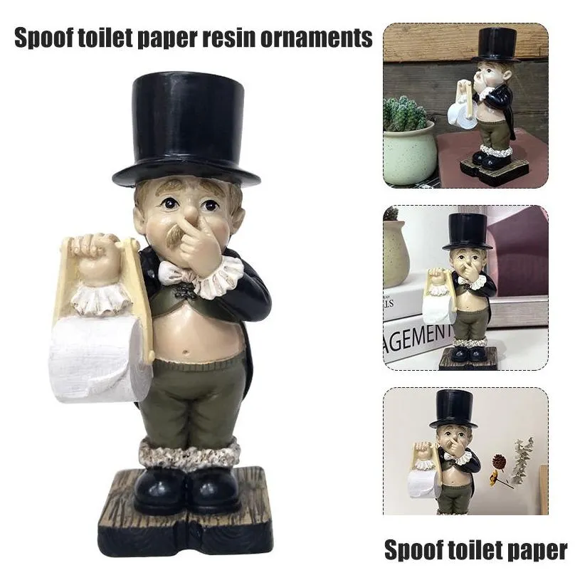 toilet paper holders butler with roll holder resin ornament for bathroom super cute in stock 220924