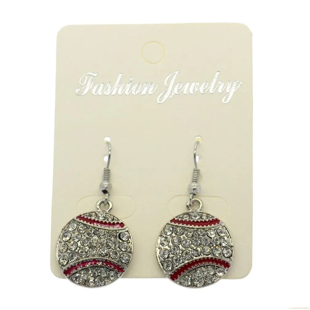 Dangle & Chandelier Sparkling Crystal Embellished Baseball Softball Dangle Earrings Sports Theme For Women And Drop Delivery Jewelry E Dhqe5