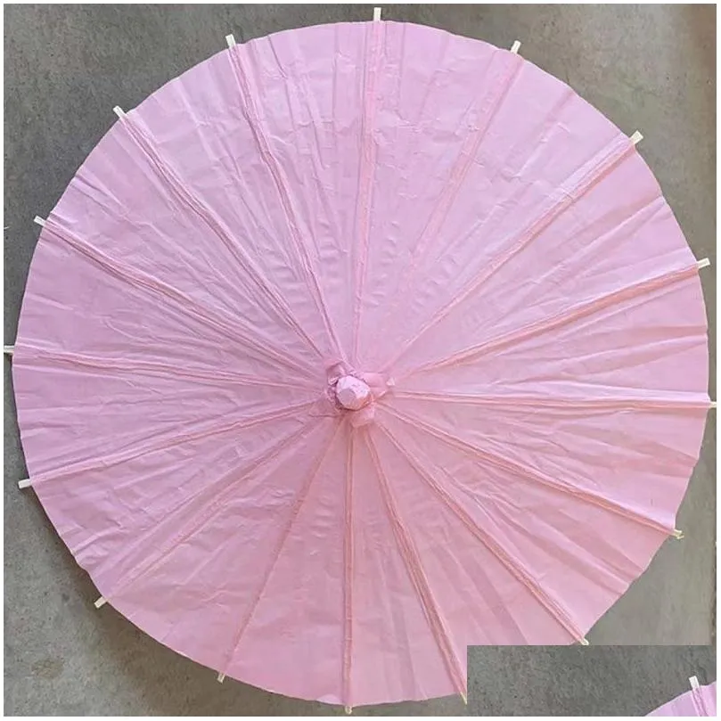 60cm solid color dance paper umbrella painting chinese paper parasol wedding party decoration favors classical umbrellas bh8545 tqq