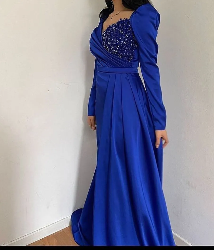2024 Aso Ebi Arabic Royal Blue Mermaid Mother Of The Bride Dresses Satin Beaded Evening Prom Formal Party Birthday Celebrity Mother Of Groom Gowns Dress ZJ044