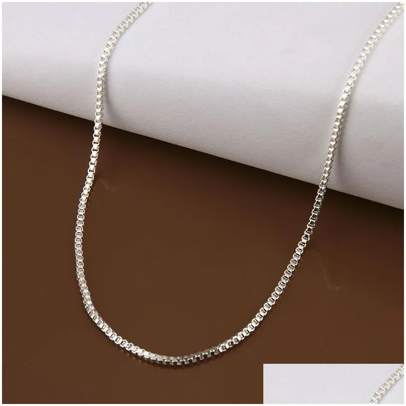1mm Box Chains Necklaces Women Men 925 Sterling Silver Lobster Clasp Chain fit Pendant Fashion DIY Jewelry Accessories 16 18 20 22
