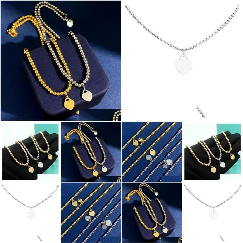 Pendant Necklaces Woman Man Pendant Necklaces Peach Heart Ball Chain Necklace Designer Jewelry Gold/Sier/Rose Bead Complete Brand As W Dhipo