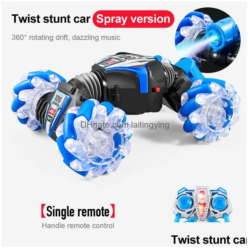electric 4wd remote control toy car electric high speed offroad drift remotes controls stunt car 2.4g wireless gesture sensor lights music spray watch