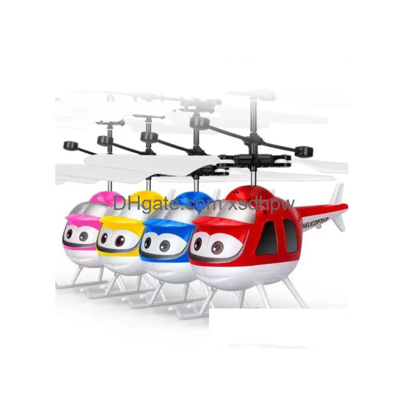 rc helicopter drone kids toys flying ball aircraft led flashing light up toy fighter induction electric sensor for children