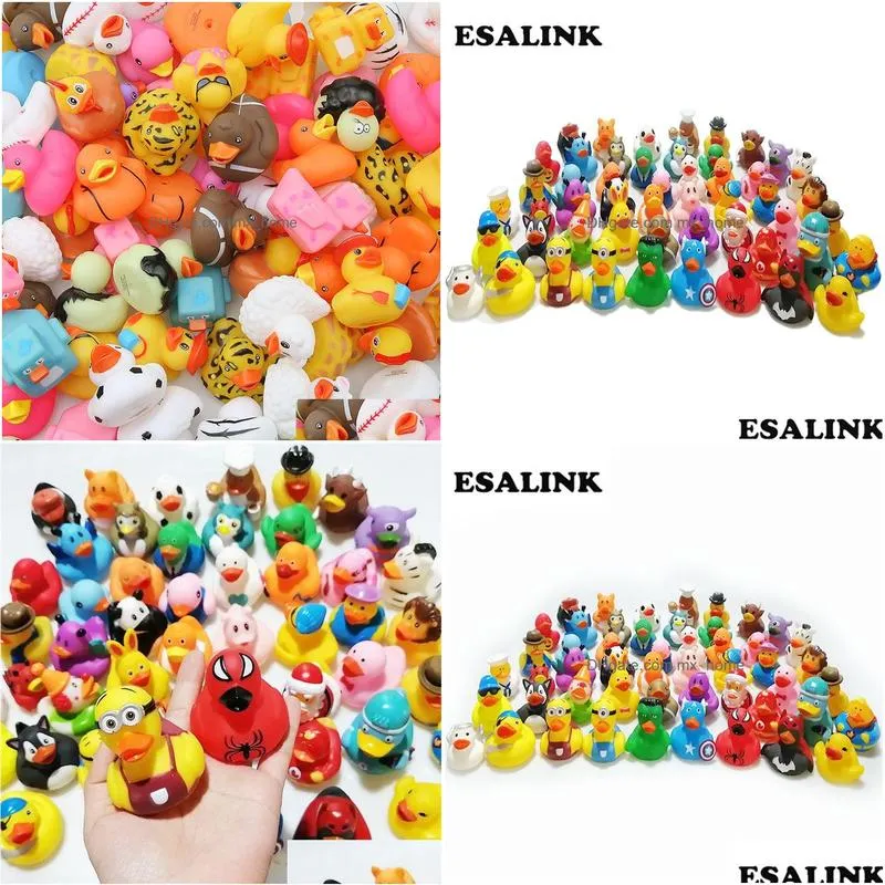 random mini colorful rubber float squeaky sound duck bath toy baby water pool funny toys for girls boys gifts lj201019