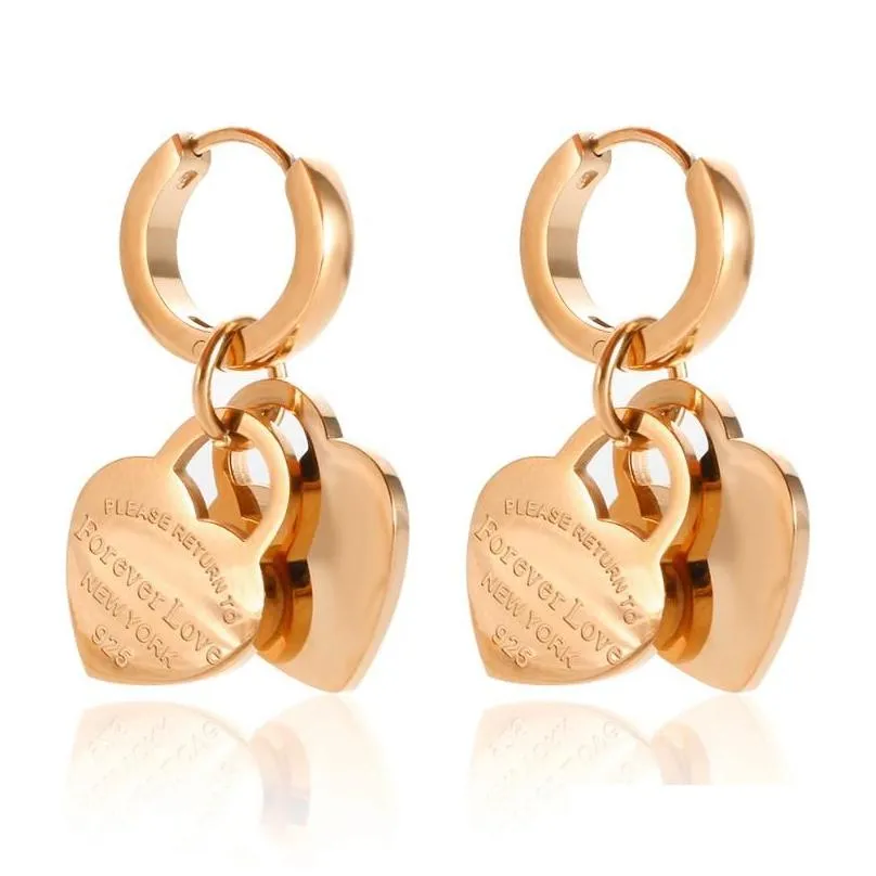 Hoop & Huggie Hoop Earrings Heart Shaped Pendant Golden For Women Trending Products Set Drop Delivery Jewelry Earrings Dhvls