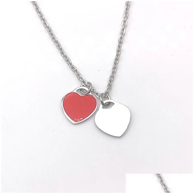 Pendant Necklaces 10Mm Heart Necklace Woman A Set Of Packaging Stainless Steel Blue Pink Green Pendant Jewelry Valentine Day Christmas Dhyps