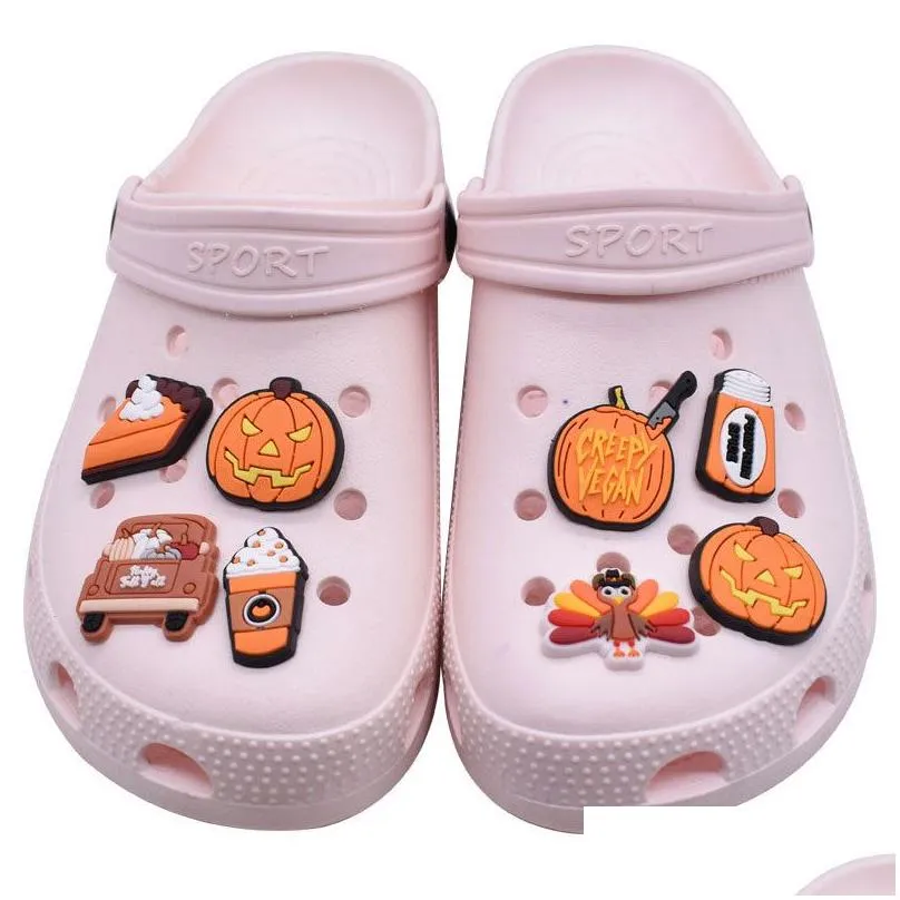 Cartoon Accessories Halloween Horror Pumpkin The Nightmare Before Christmas Cartoon Charms Shoe Accessories Pvc Decoration Buckle Soft Dhtfg