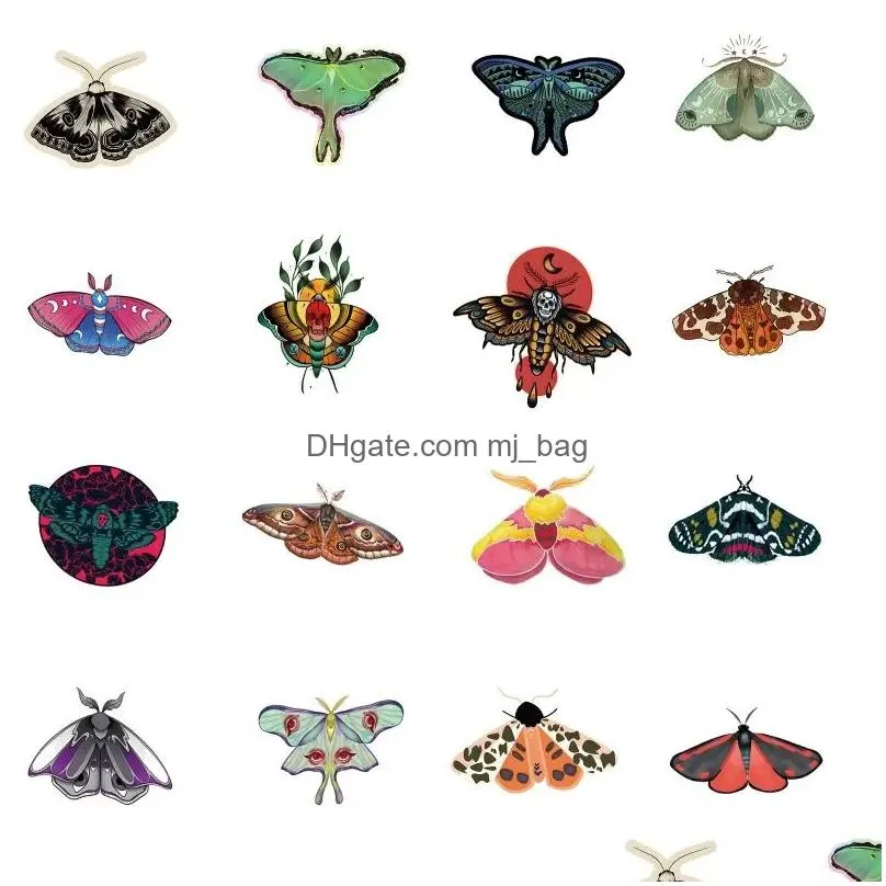 Other Decorative Stickers 50Pcs Retro Butterfly Stickers Moths Butterflys Moth Iti For Diy Lage Laptop Skateboard Motorcycle Bicycle S Dh5Qd