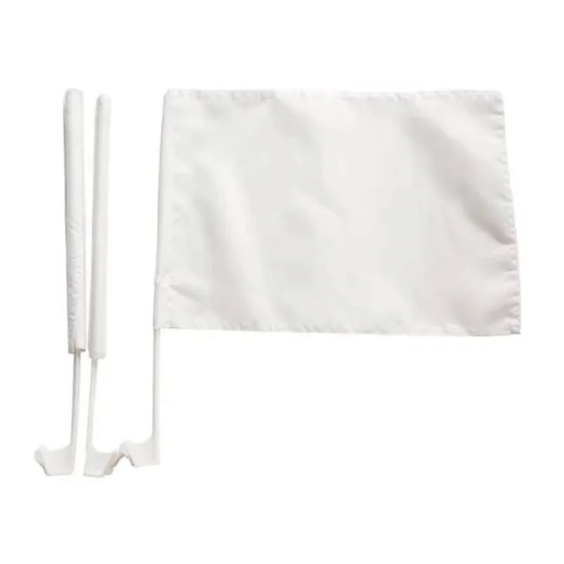 30x45cm white blank car flag sublimation polyester print car window flags with 43cm plastic pole