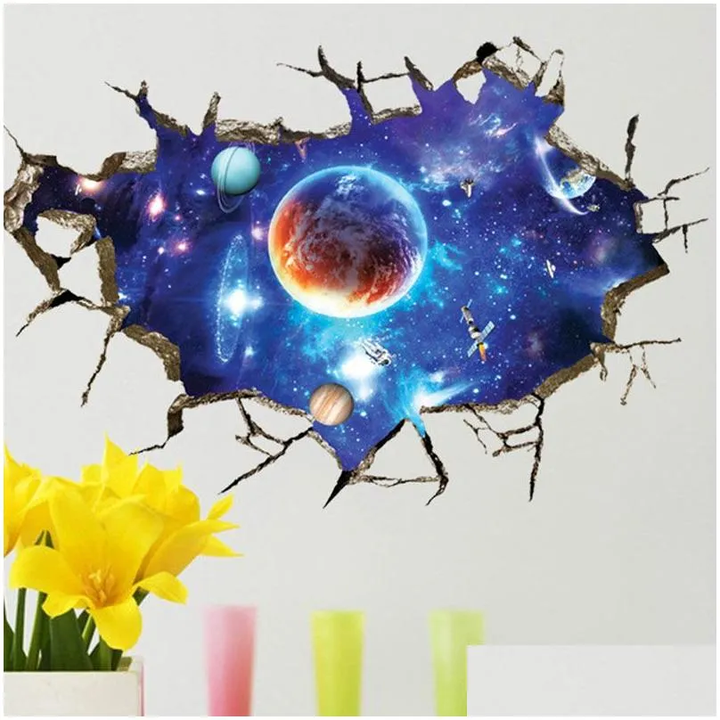 Wall Stickers Creative 3D New Fantasy Sky Wall Stickers Living Room Tv Wallpaper Background Decorative Painting Pvc Drop Delivery Home Otmyl