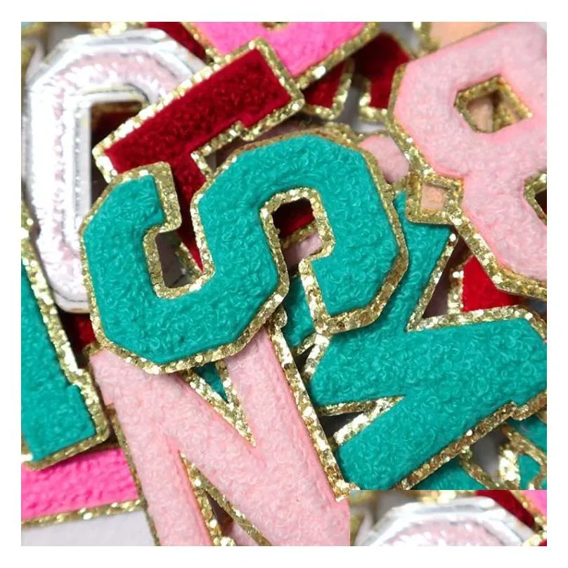 alphabet numberes party chenille lettere iron on letters a-z glitterses gold border for diy art crafts clothing decorations