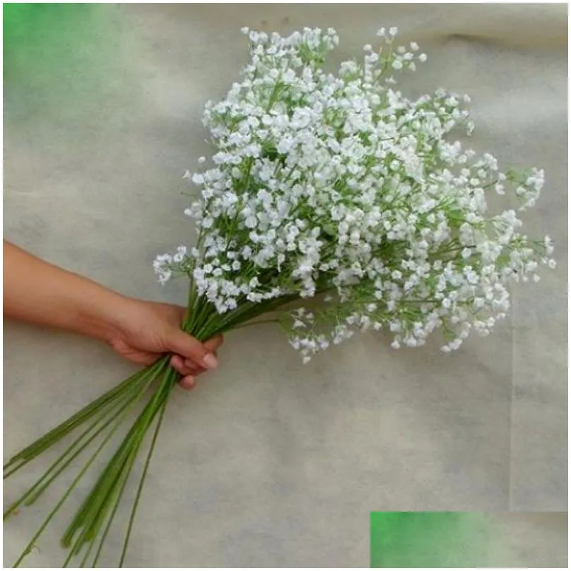 Decorative Flowers & Wreaths Gypsophila Silk Baby Breath Artificial Fake Flowers Plant Home Wedding Party Decoration Drop Delivery Hom Otciw