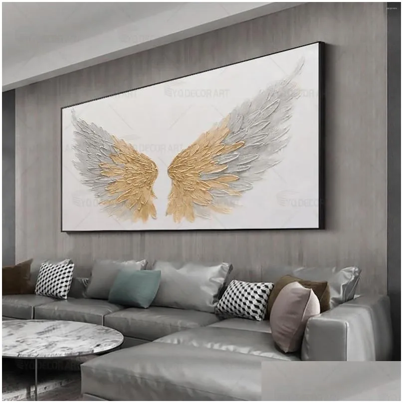 paintings original hand painted large pink angel wing oil painting modern abstract minimalist texture for bedroom wall art decor