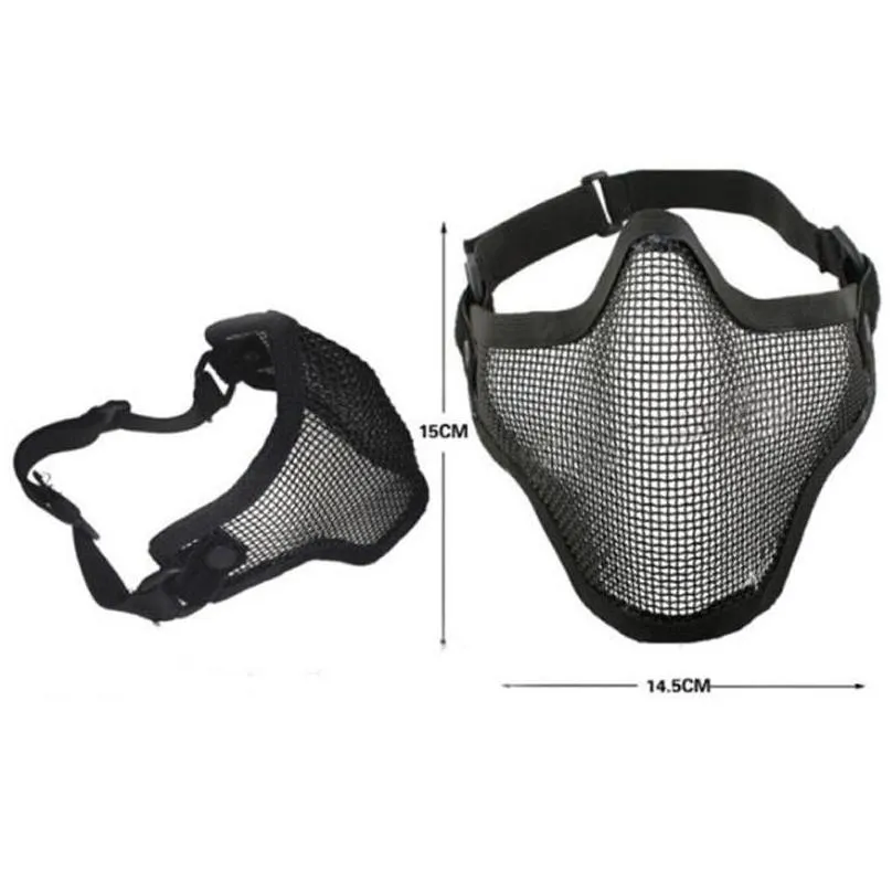 Party Masks Boutique Tactical Hunting Mental Wire Half Mask Outdoor Bicycle Riding Field Cs Mesh Airsoft Paintball Resistant Drop Deli Otj6U