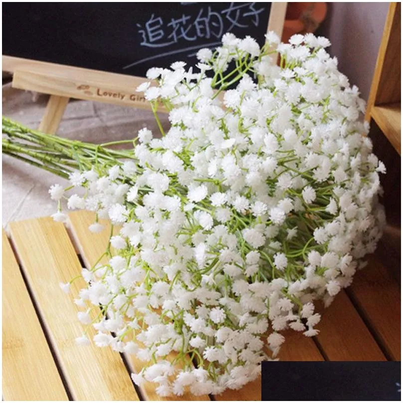 Decorative Flowers & Wreaths Gypsophila Silk Baby Breath Artificial Fake Flowers Plant Home Wedding Party Decoration Drop Delivery Hom Otciw