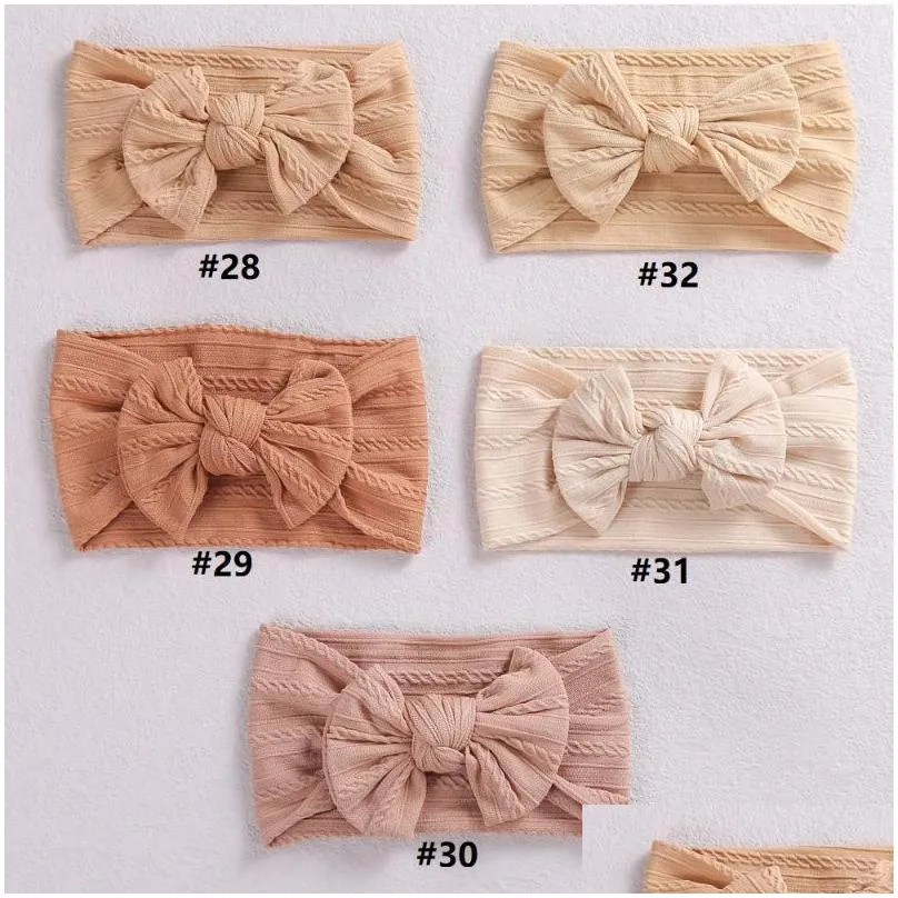 hair accessories toddler headbands for girls bows nylon elastic bands baby turban knited cable bowknot headwear