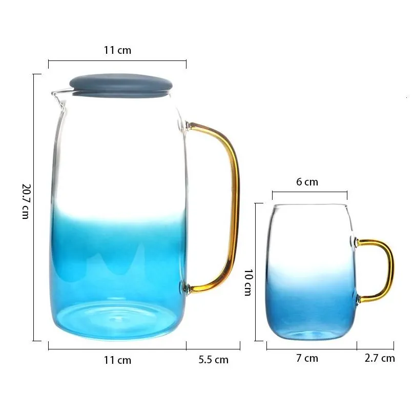 Bar Tools Bar Tools Water Jug Glass Pitcher Home Use Kettle Tea Pot With Handle For Boiling Cold Drink Ware 230505 Drop Delivery Home Dhcn4