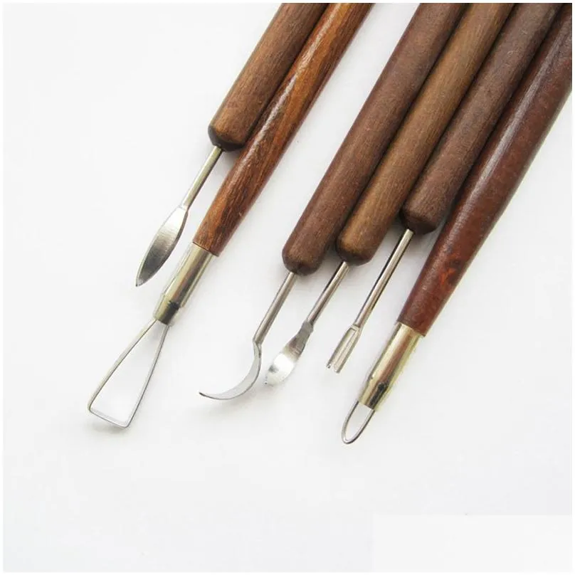 Saws 6Pcs Clay Scpting Set Wax Carving Y Tools Scpt Smoothing Polymer Shapers Modeling Carved Tool Wood Handle Drop Delivery Home Gard Otrfl