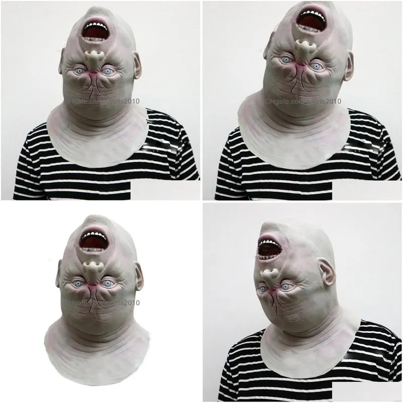 Party Masks Party Masks Halloween Reverse Old Man Head Mask Zombie Latex Bloody Scary Alien Devil Fl Face Costume Cosplay Prop 230420 Dhf1L