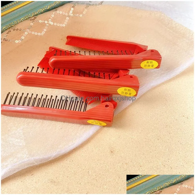 Hair Brushes Professional Antistatic Fold Tail Salon Folding Combs Hairdressing Brush Care Combing Sile Brushes Washable Hair Straight Dhczt