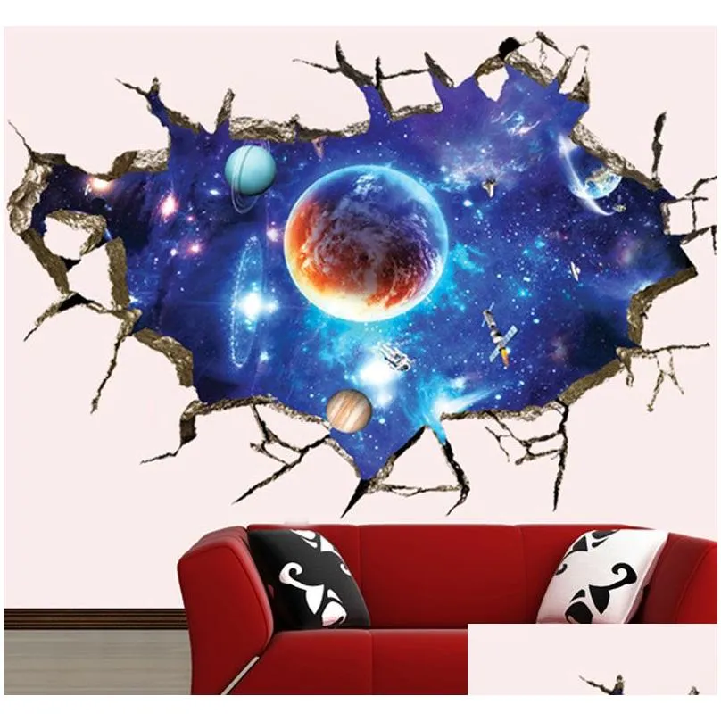 Wall Stickers Creative 3D New Fantasy Sky Wall Stickers Living Room Tv Wallpaper Background Decorative Painting Pvc Drop Delivery Home Otmyl