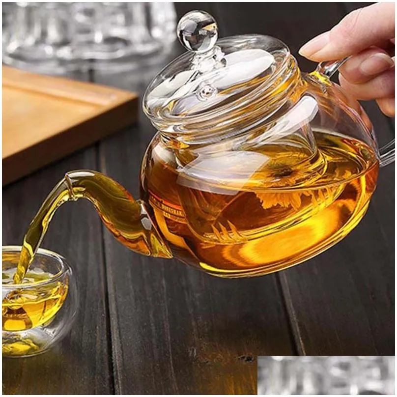 Coffee & Tea Sets 1Pc New Practical Resistant Bottle Cup Glass Teapot With Infuser Tea Leaf Herbal Coffee Drop Delivery Home Garden Ki Otldg