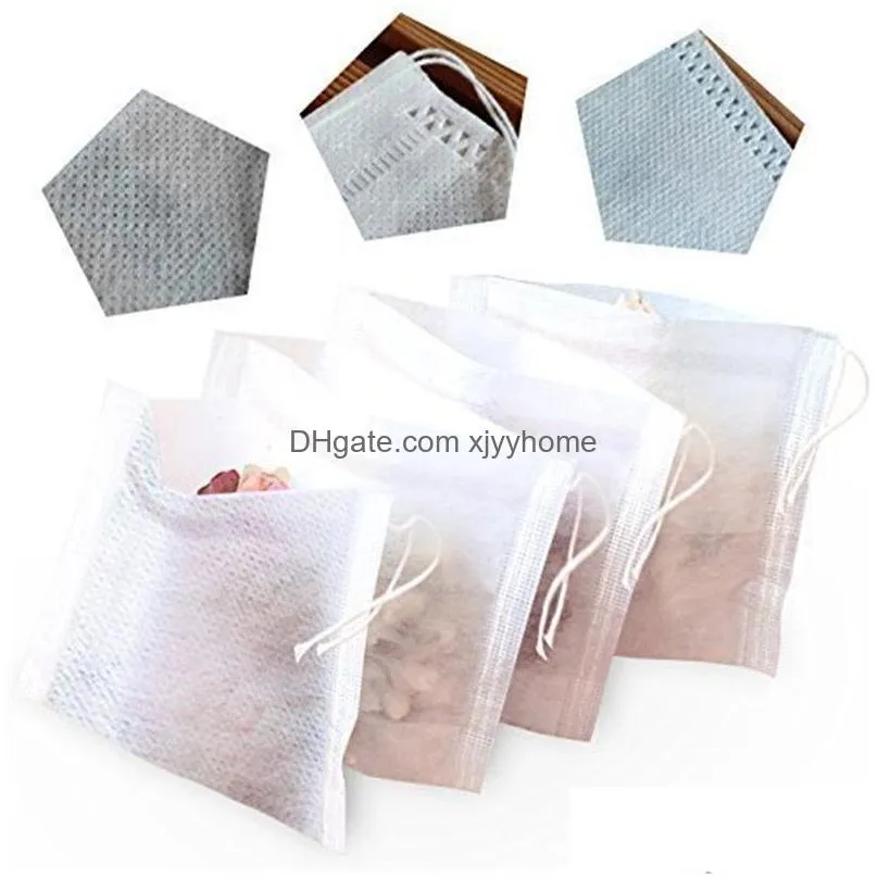 Coffee & Tea Tools 100Pcs Disposable Tea Filter Bags Coffee Tools Non-Woven Empty Strainers With String Filters Bag For Loose Leaf Dro Dhswh