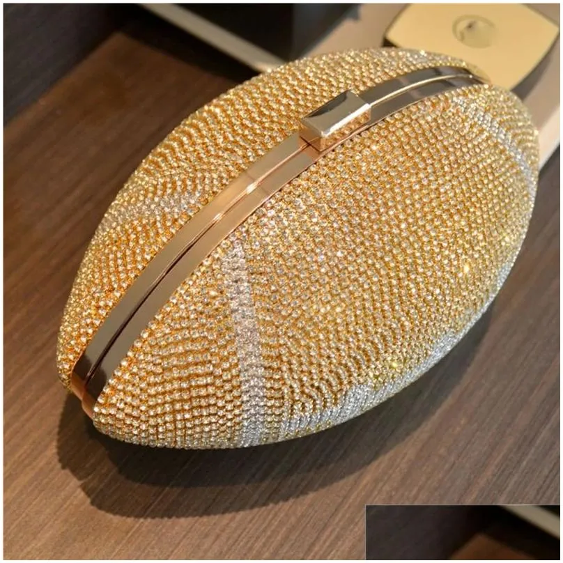 Purse Rugby Ellipse Ball Clutch Purses For Women Evening Rhinestone Handbags Ladies Party Dinner Bag Birthday Wedding Prom Drop Delive Dhfx3