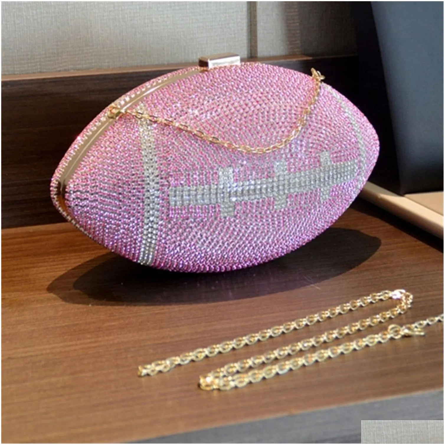 Purse Rugby Ellipse Ball Clutch Purses For Women Evening Rhinestone Handbags Ladies Party Dinner Bag Birthday Wedding Prom Drop Delive Dhfx3