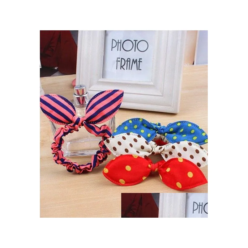 Hair Accessories Sale Fashion Girls Hair Band Mix Styles Polka Dot Bow Rabbit Ears Elastic Rope Ponytail Holder Accessories 100Pcs Dro Dhzdu