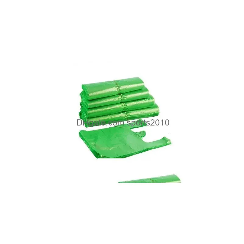 Gift Wrap Gift Wrap 100Pcs/Pack Green Plastic Bag Supermarket Carry Out Disposable Vest With Handle Kitchen Living Room Clean Food Pac Dhz1I