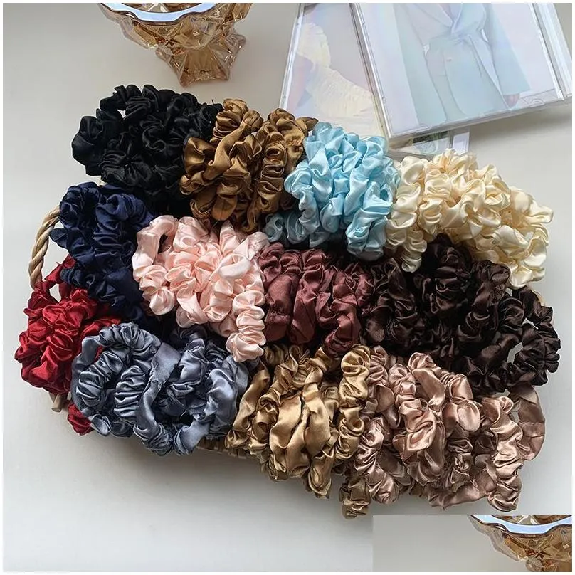 Hair Accessories Pure Silk Skinnies Small Scrunchie Set Hair Bow Ties Ropes Bands Skinny Scrunchy Elastics Ponytail Holders For Women Dhhzd