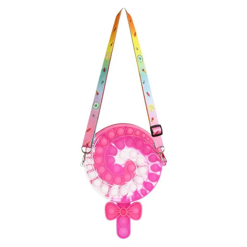 kawaii silicone shoulder bag push bubble fidget toys wallet bags coin purse dinosaur soft antistress  toy