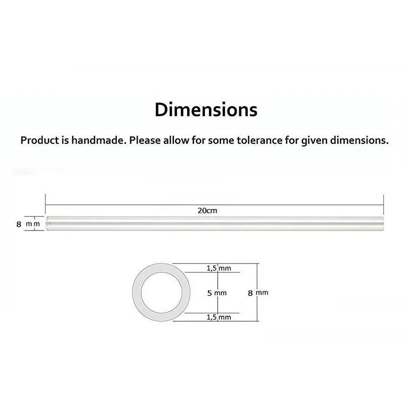 clear glass straw 200x8mm reusable straight bent glass drinking straws with brush eco friendly glass straws for smoothies cocktails