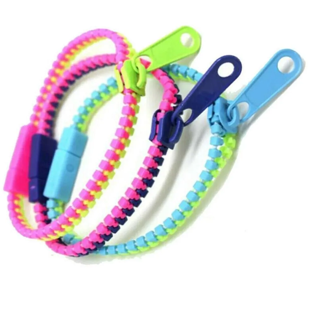 luminous zip bracelet bangles metal zipper rainbow fidget toys kids jewelry gift color wristband students fashioin bracelets decompression