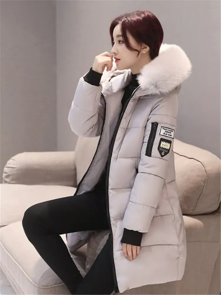 New Long Parkas With Hooded Female Women Winter Coat Thick Down Cotton Pockets Jacket Womens Outwear Parkas Plus Size XXXL