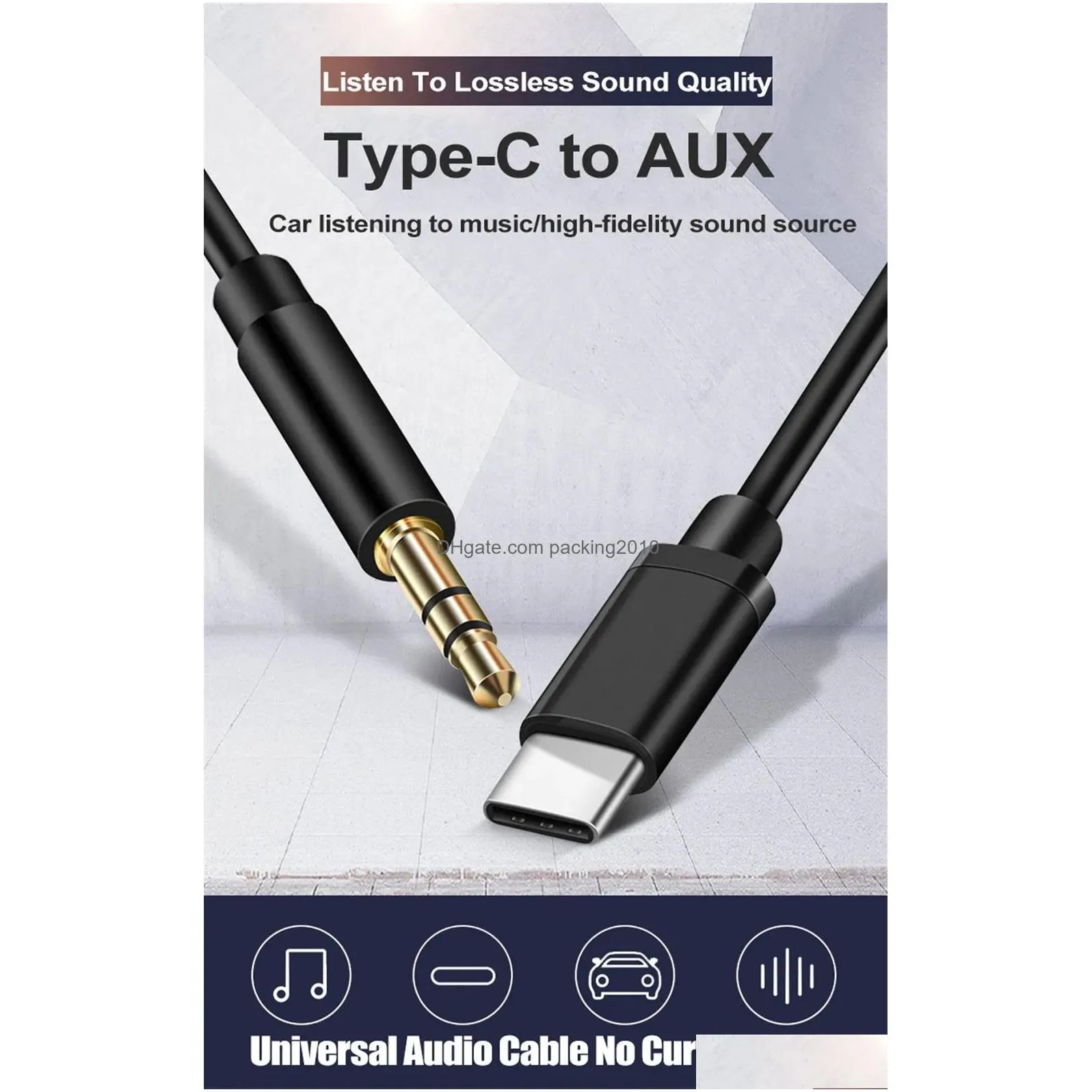 Cell Phone Cables Car O 1M 3Ft Usb Type C To 3.5Mm Male Jack Aux Headphone S Usbc Adapter Converter Computer For S22 S21 Note  D Dhuvj