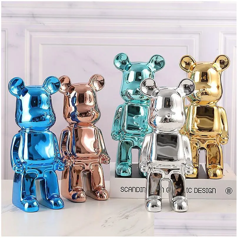 Decorative Objects Figurines 26cm 400 Bear Statues and Sculptures Figure Ornaments Luxury Living Room Decoration Home Decor Christmas