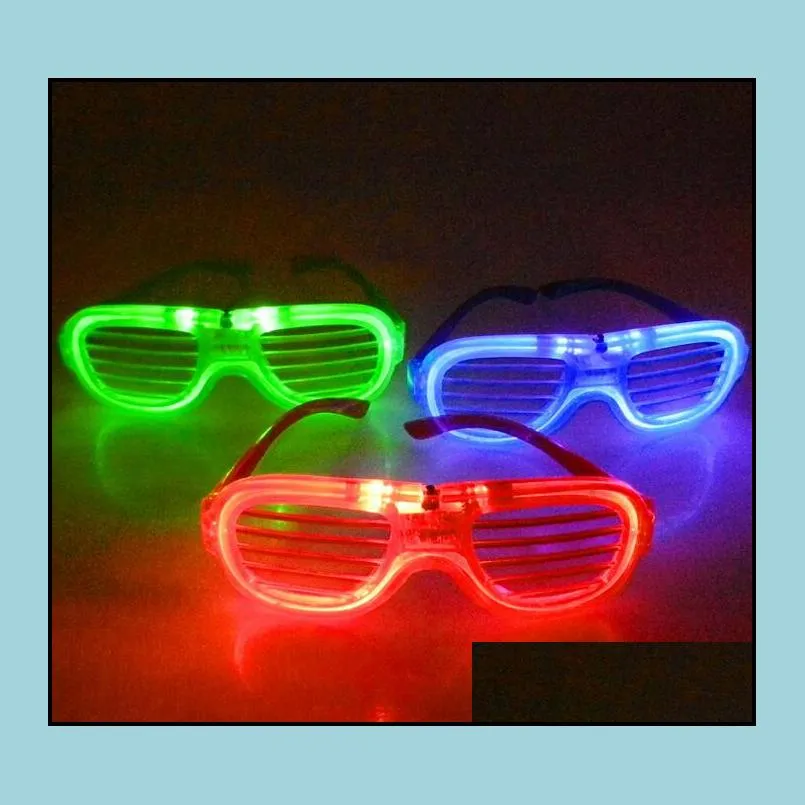 Other Festive & Party Supplies Fashion Led Light Glasses Flashing Shutters Shape Flash Sunglasses Dances Party Supplies Festival Decor Dhgmk