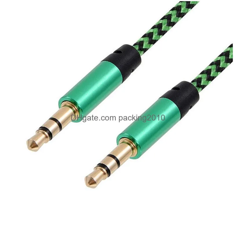 Audio Cables & Connectors 1M Color Nylon Jack Aux 3.5Mm Plug Male Car Cord For Phone Gold-Plated Drop Delivery Electronics A/V Accesso Dh2Yp
