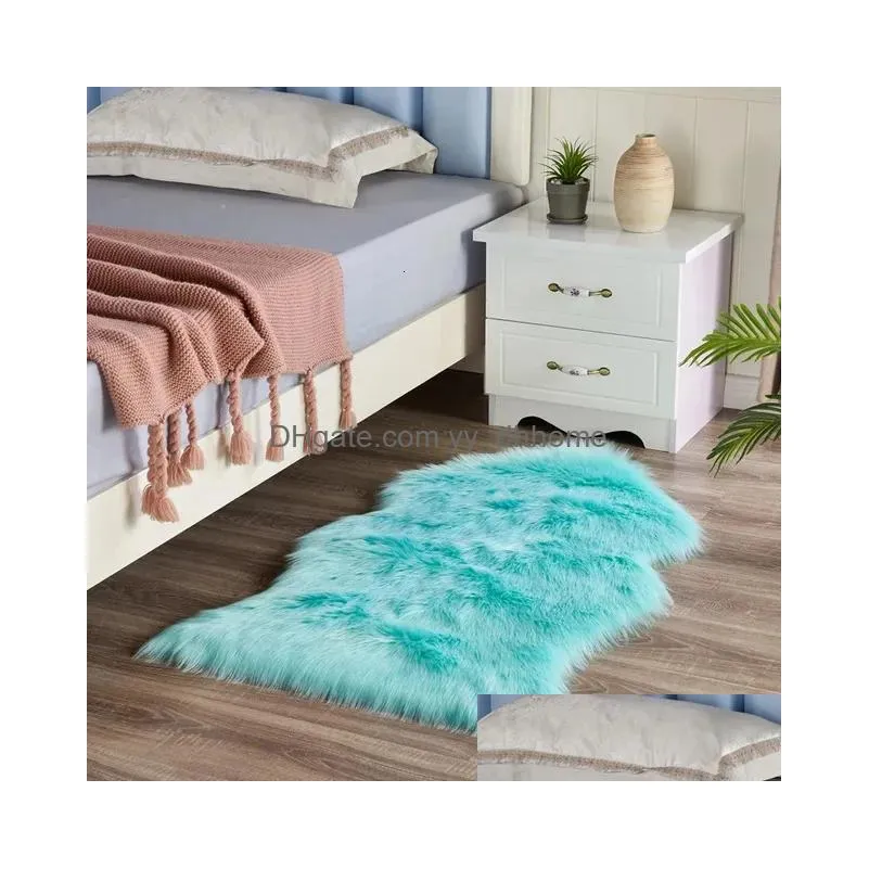 carpet soft faux fur sheepskin rug fluffy chair cover long hair childrens bedroom mat plush wool hairy carpet pad seat area furry rugs