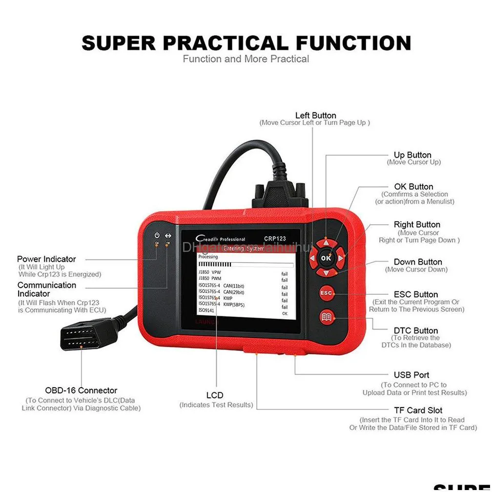 launch x431 creader vii plus viiadd auto code reader obd2 obd 2 scanner launch crp123 obdii diagnostic tool automotive scan tool