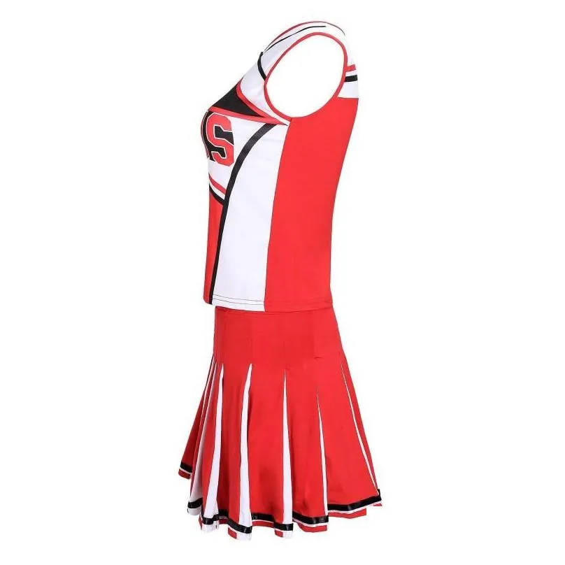 Cheerleading Ladies Y Tank Top Petticoat Pom Cheerleader 2 Pcs Suit High School Girls Cheer Musical Glee Baseball Fancy Dress Cheerlea Dhjoh