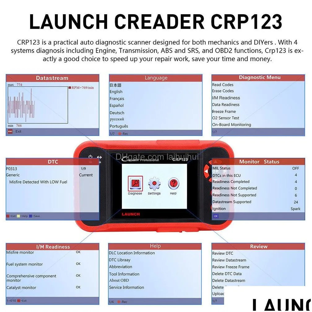 launch x431 creader vii plus viiadd auto code reader obd2 obd 2 scanner launch crp123 obdii diagnostic tool automotive scan tool