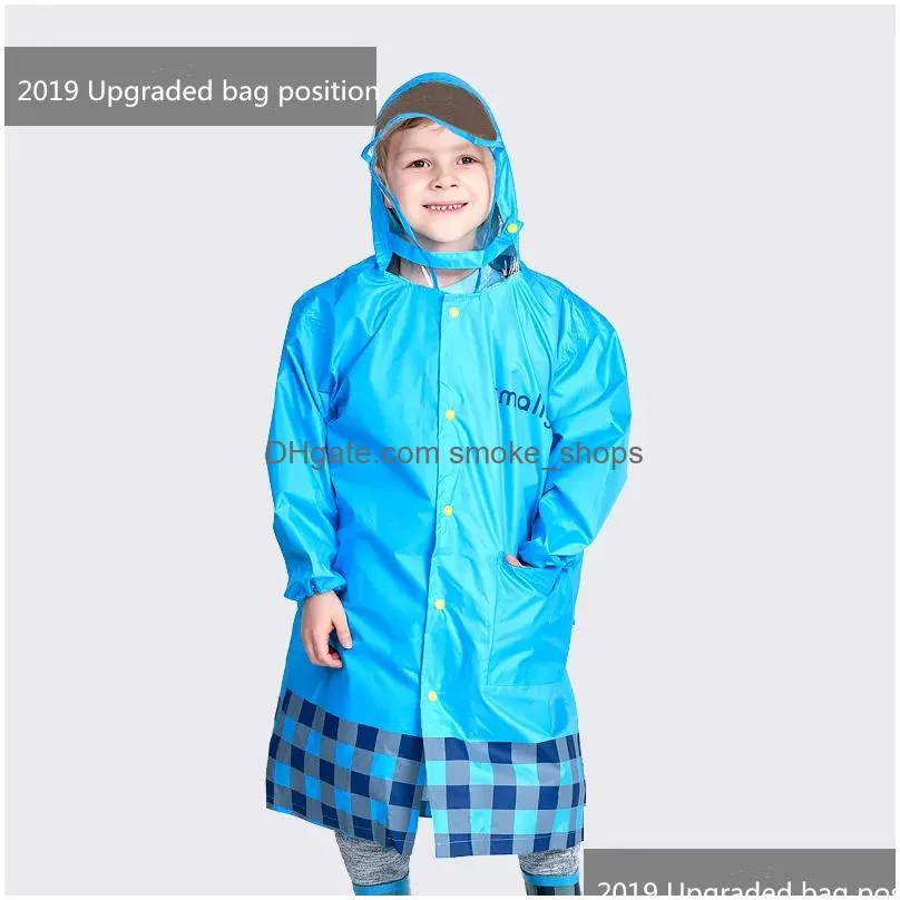 children raincoat kids cute capa de chuva infantil waterproof child rain coat cover poncho rainwear raincoat with a schoolbag 210320