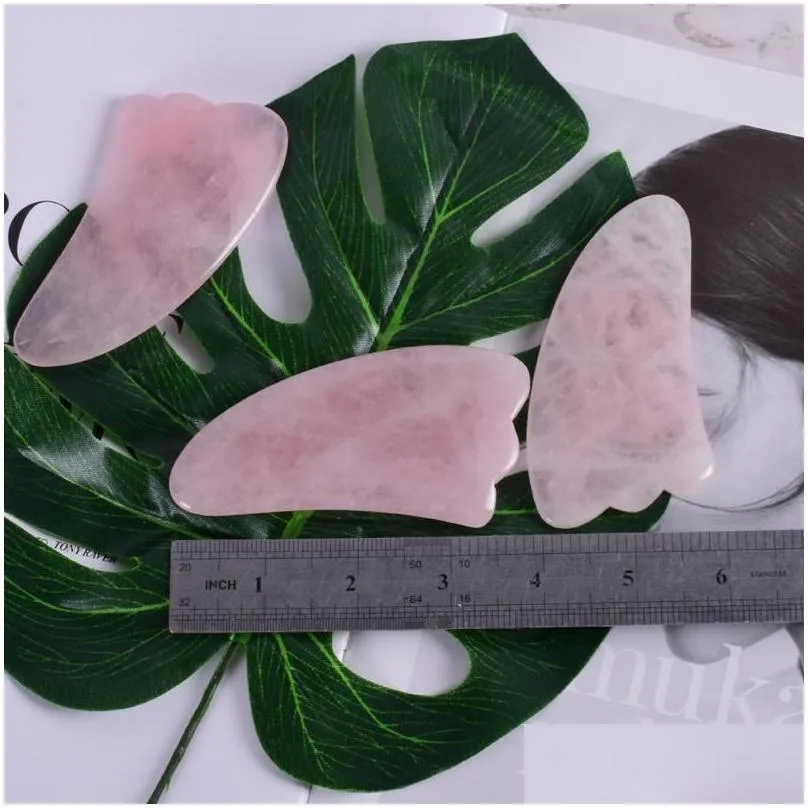 Massage Gun Mas Gun Gua Sha Tool 100% Natural Rose Quartz Stone China Traditional Facial Spa Acupuncture Scra Healing For Health Care Dhcml